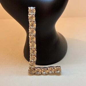 Beautiful Letter L Brooch/Pin with Rhinestones In Silver Tone Setting 3” Inches